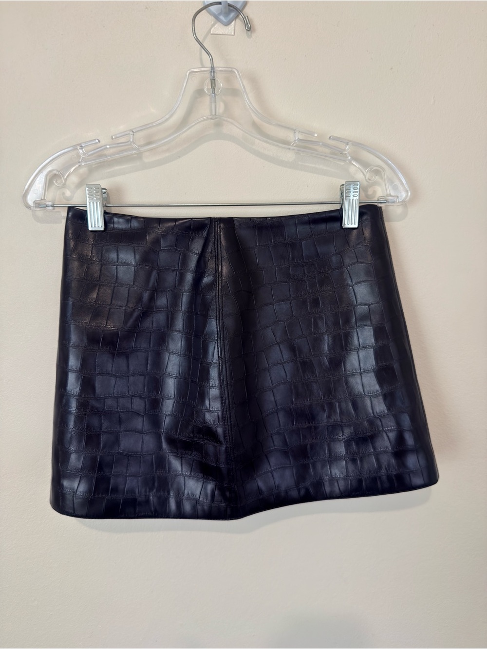 H&M Black Faux Croc Mini Skirt